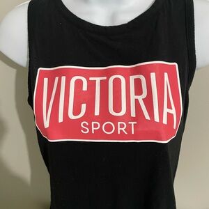 Victoria Sport Black Tank with Logo with a racerback design. 
Sz XS